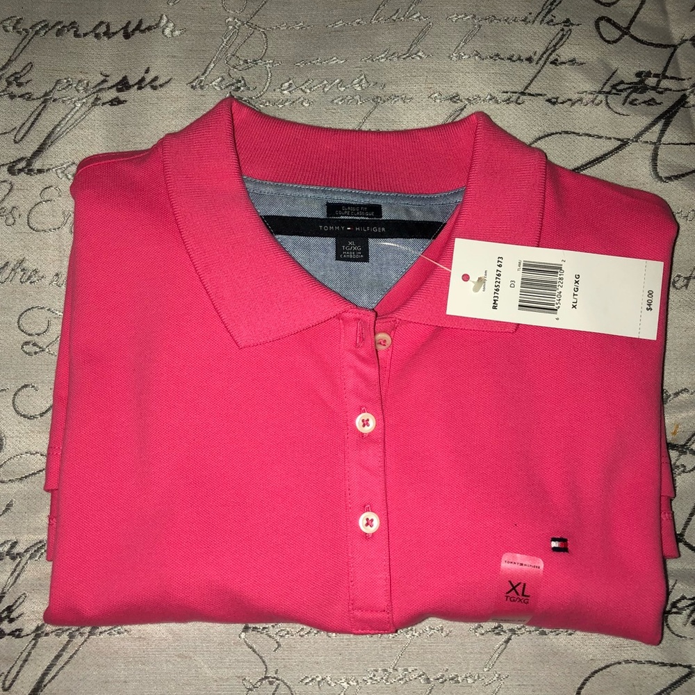 Pink Tommy 3 button Collar shirt